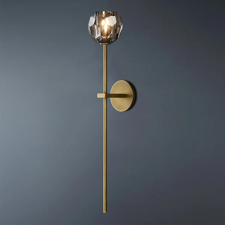 Boule De Crystal Wall Sconce,Smoke Crystal Led Wall Lights, Long Rod Wallchiere for Bedroom Vjlight