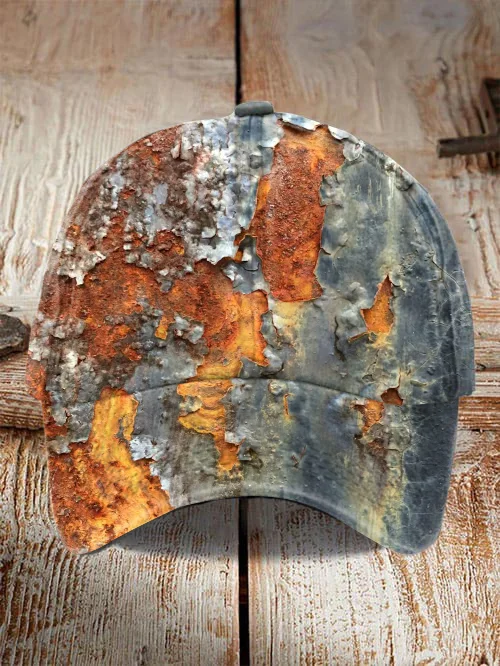 Vintage Distressed Rust Print Baseball Cap