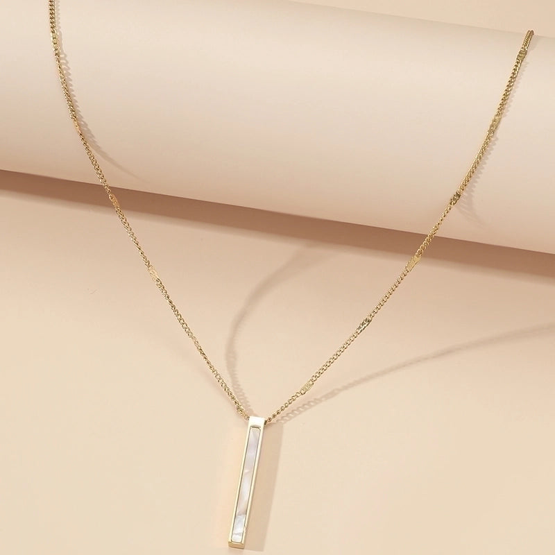 Casual Rectangle Titanium Steel Resin 18K Gold Plated Polishing Plating Pendant Necklace