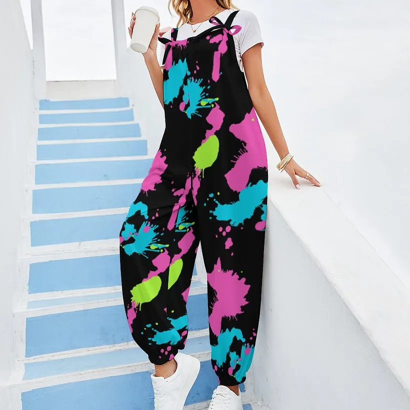 Retro 80s Neon Paint Splatter Colorful Abstract Boho Women's