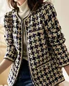 Women's Houndstooth Crewneck Tweed Jacket