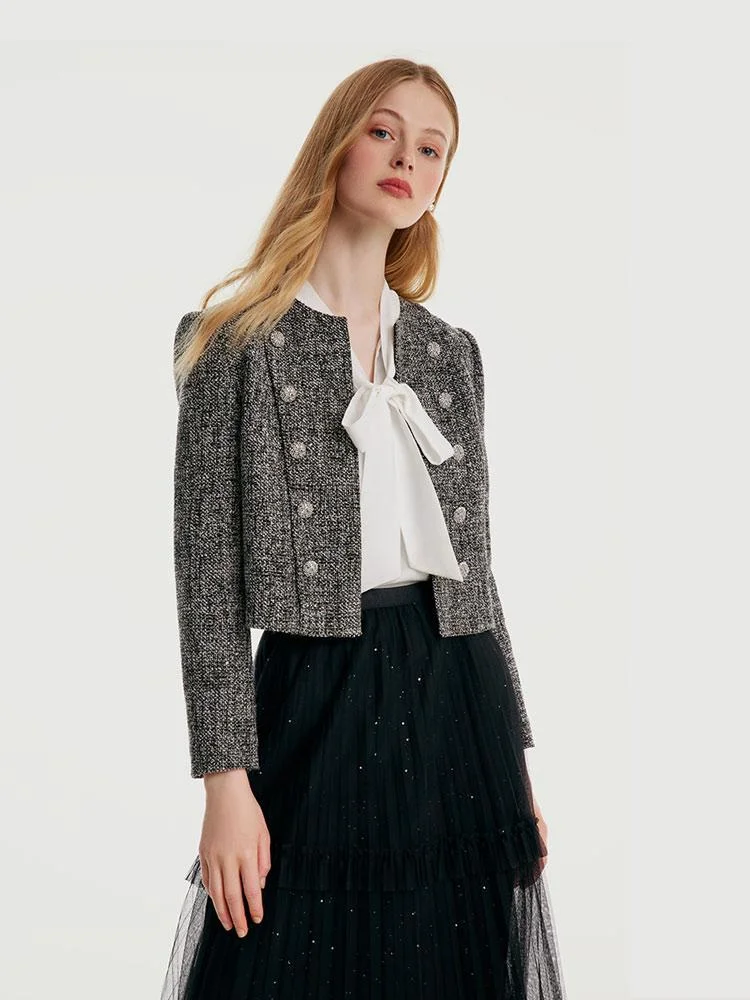 Classic Tweed Cropped Jacket QueenFunky