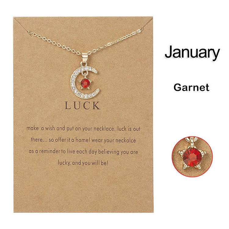 Olivenorma Month Birthstone Star Creative Necklace|January|Garnet