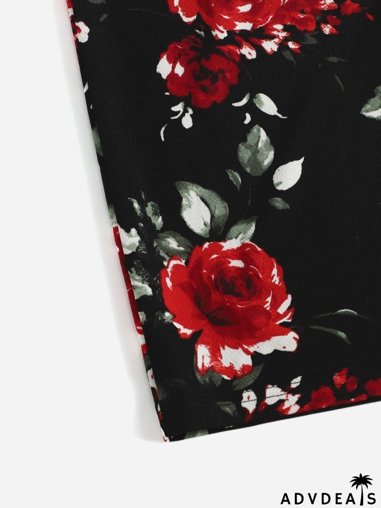 Floral Print Pencil Skirt