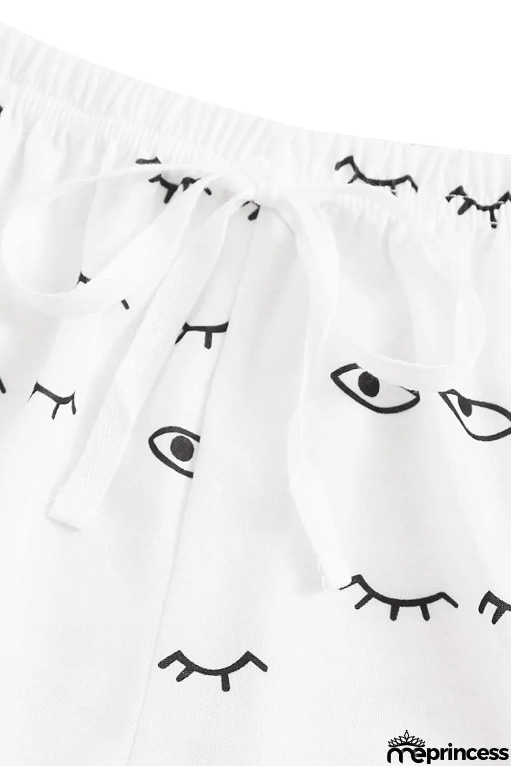 White Eyelash Slogan Tee and Drawstring Shorts Lounge Set