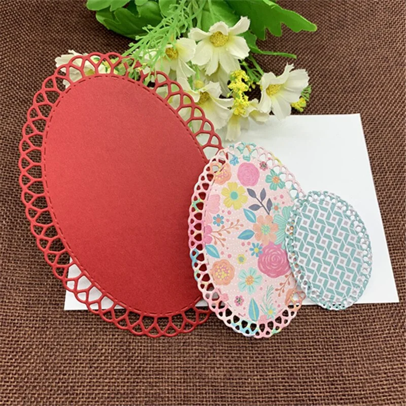 Oval scallop frame 3 metal cutting dies / set, DIY scrapbook photo album paper card decoration crafts embossing die cutting