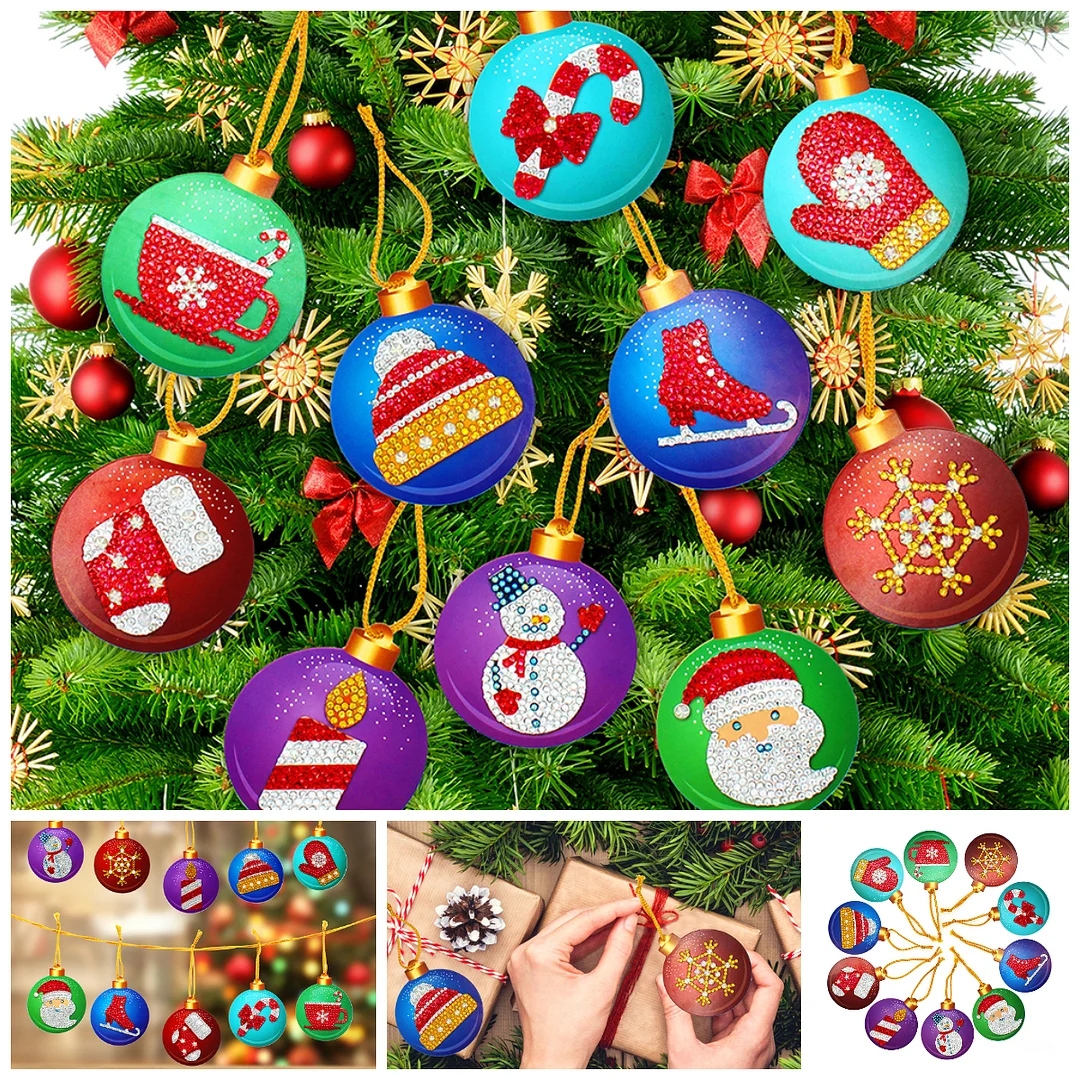 10pcs Partial Drills  Xmas Tree Pendants(Single Side)