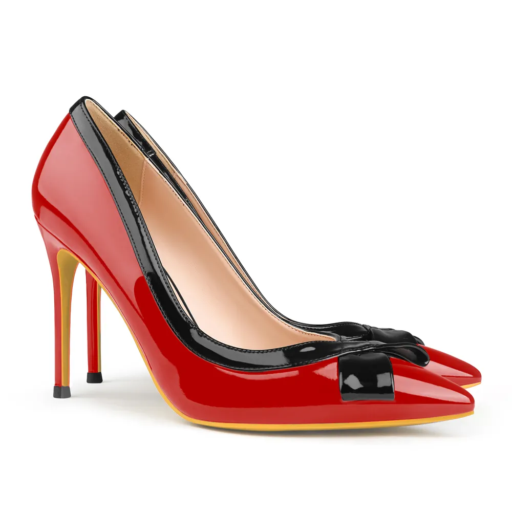 100mm Bow Fashion High Heels Sexy Prom Mixed Color  Stiletto Heels-vocosishoes