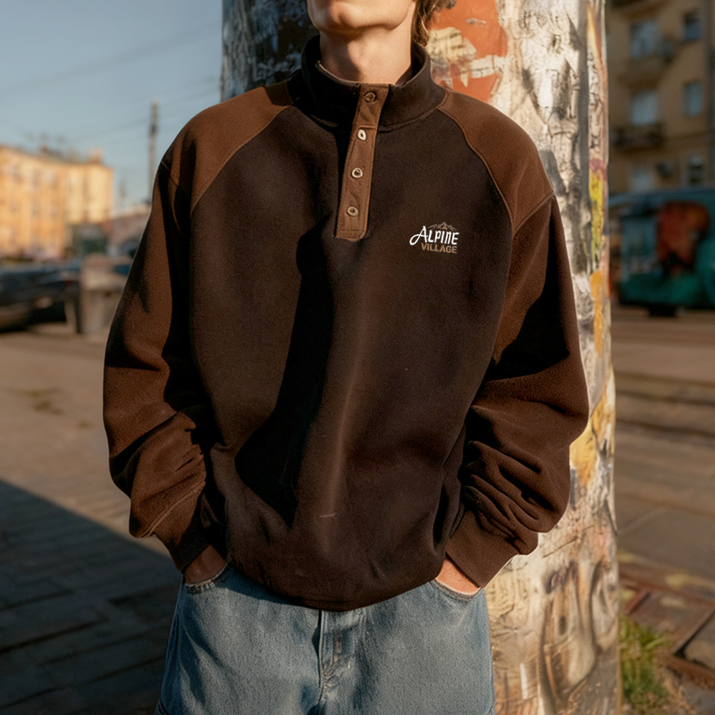 Stylish Half-Zip Pullover with Colorful Tribal Design for Men