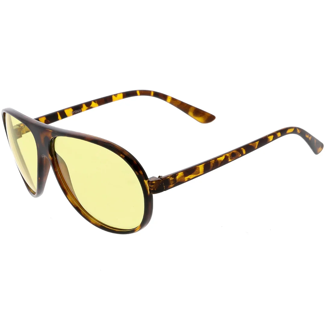 Retro Oversize Flat Top Aviator glasses Blue Blocker Lens 64mm