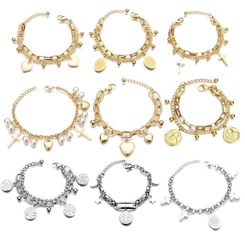 Fashion Geometric 304 Stainless Steel 18K Gold Plated No Inlaid Bracelets In Bulk