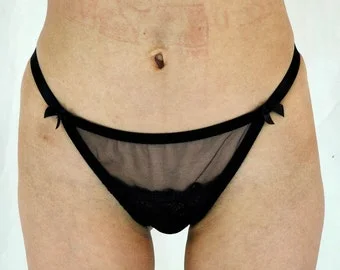 pornhint Pornhint Black Transparent Lace Panties With Straps - Sheer Black Mesh Lace Panties, Sexy See-Through Lace Panties Tanga, Sheer Black Mesh Panties