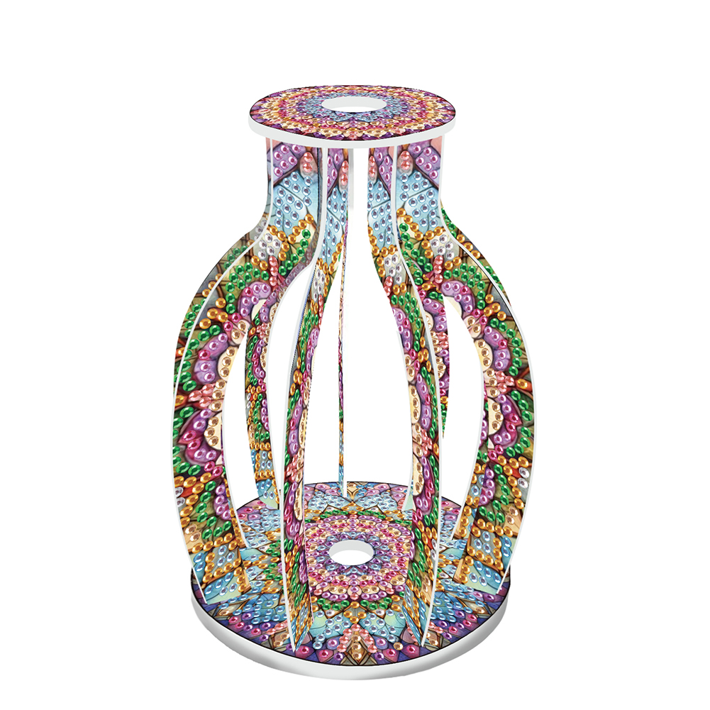 Acrylic Wood Mandala 5D DIY Diamond Painting Flower Vase for Home Office Decor