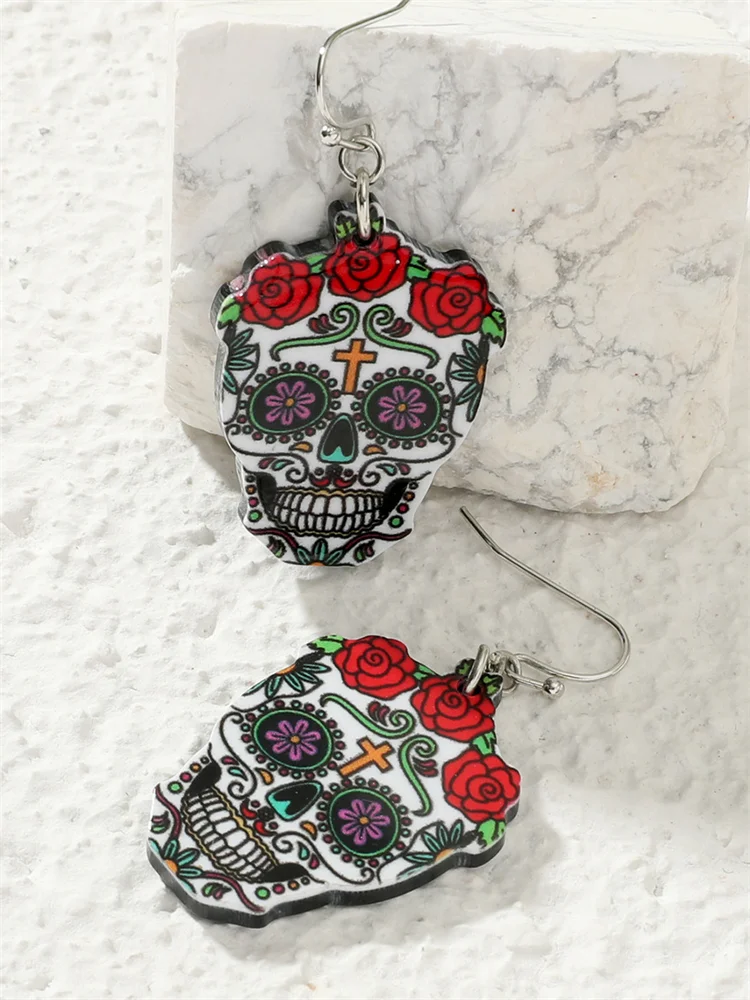 Sugar Skull Inspired Pendant Earrings