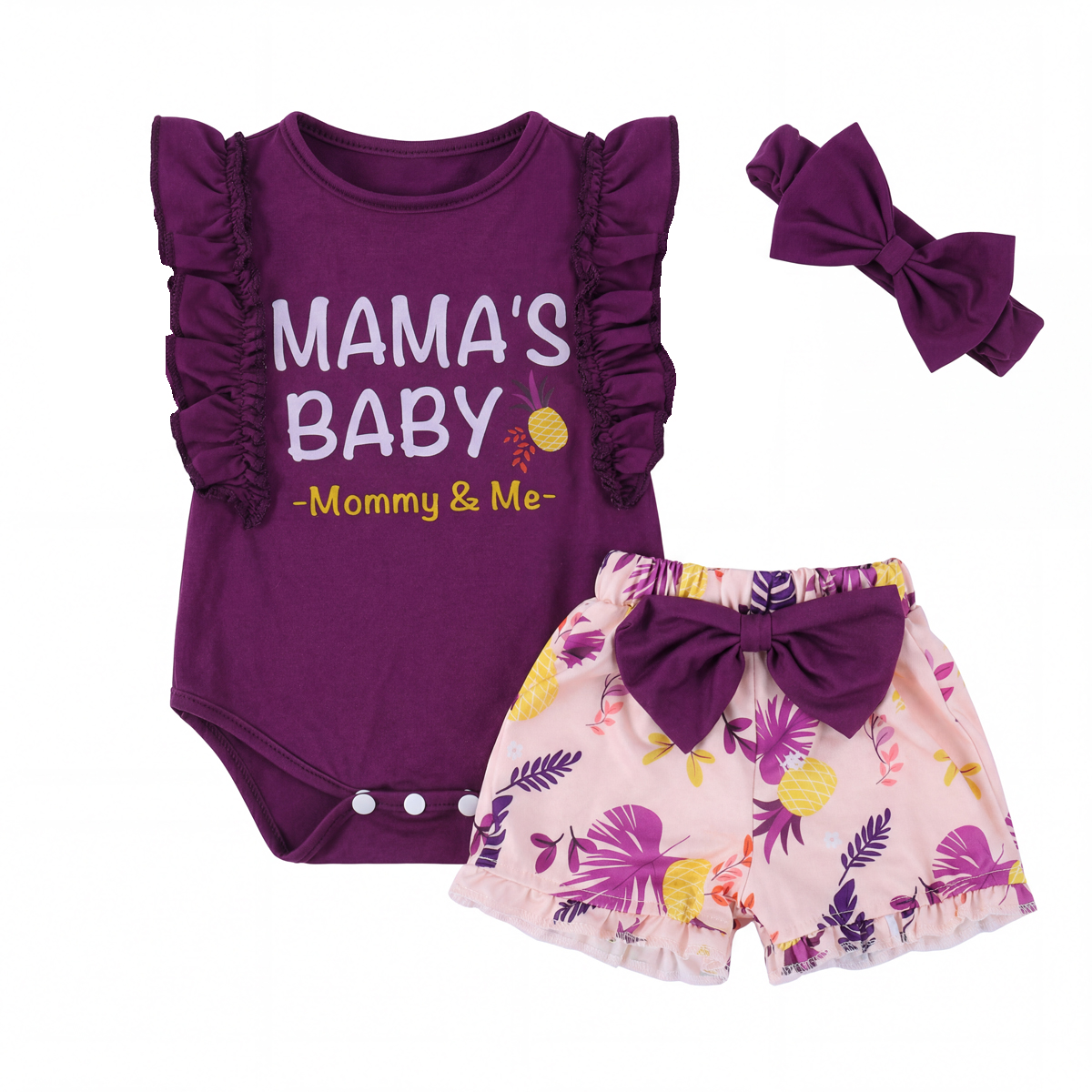 17-20 Inch Purple Floral Print Set 3 PCS for Reborn Baby