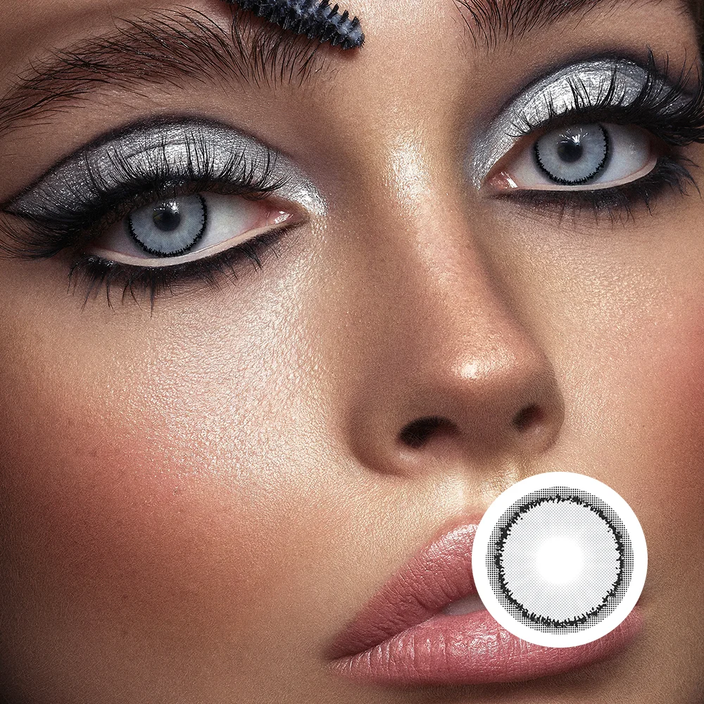 NEBULALENS Tear Grey Yearly Prescription Colored Contact Lenses NEBULALENS