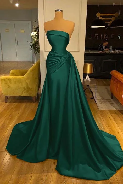 Elegant Strapless Baby Blue Mermaid Evening Dress Long With Ruffle PD0616