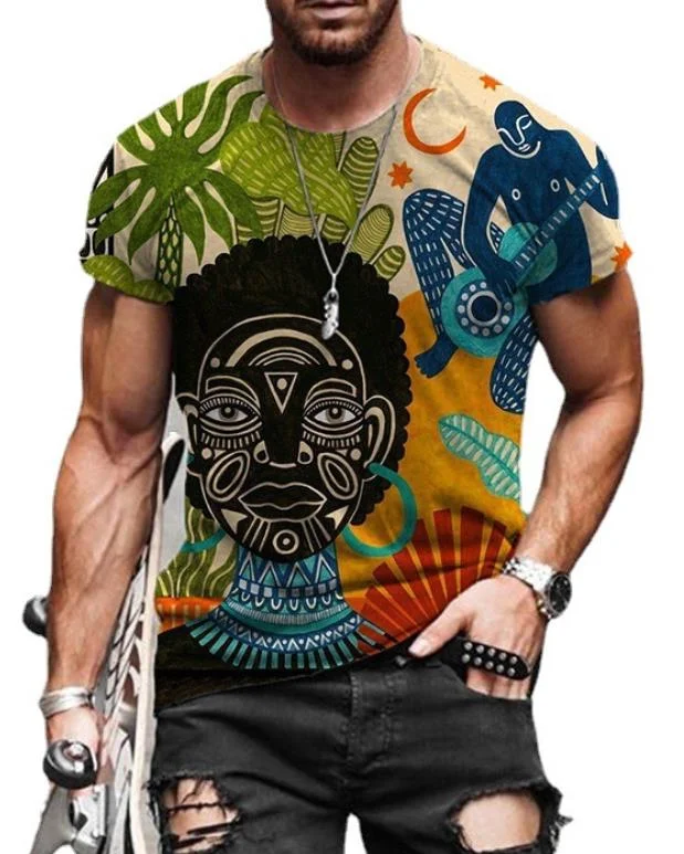 Totem character street trend round neck T-shirt