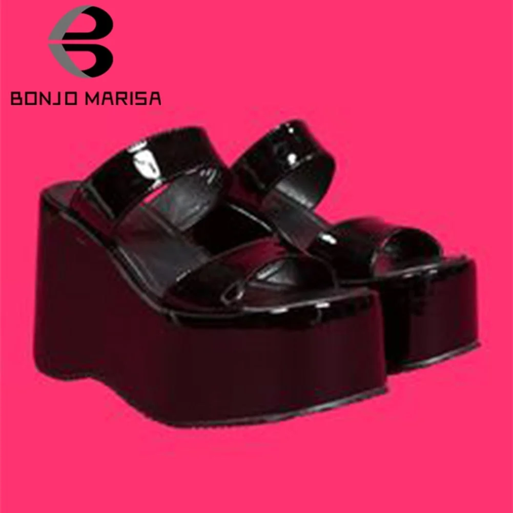 New Arrivals Brand Platform Open Toe Wedges Thick Bottom Goth Women Sandals Round Toe  Hook Loop Gladiator Cosplay Women Shoes