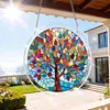 (18.5cm)DIY Acrylic Jigsaw Puzzle Window Hanging with Hanging Chain DIY Stained Glass Decoration Round Window Puzzle Decor for DIY Craft Project (Tree)