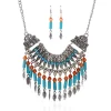 Bohemian Style Tassel Pendant Chunky necklace Earrings Exaggerated Jewelry Set Women Birthday Party Gift