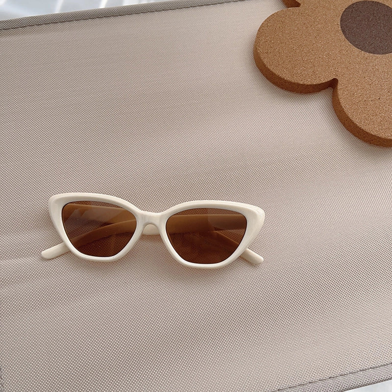 Minimalist Classic Style Solid Color Acrylic Cat Eye Full Frame Kids Sunglasses