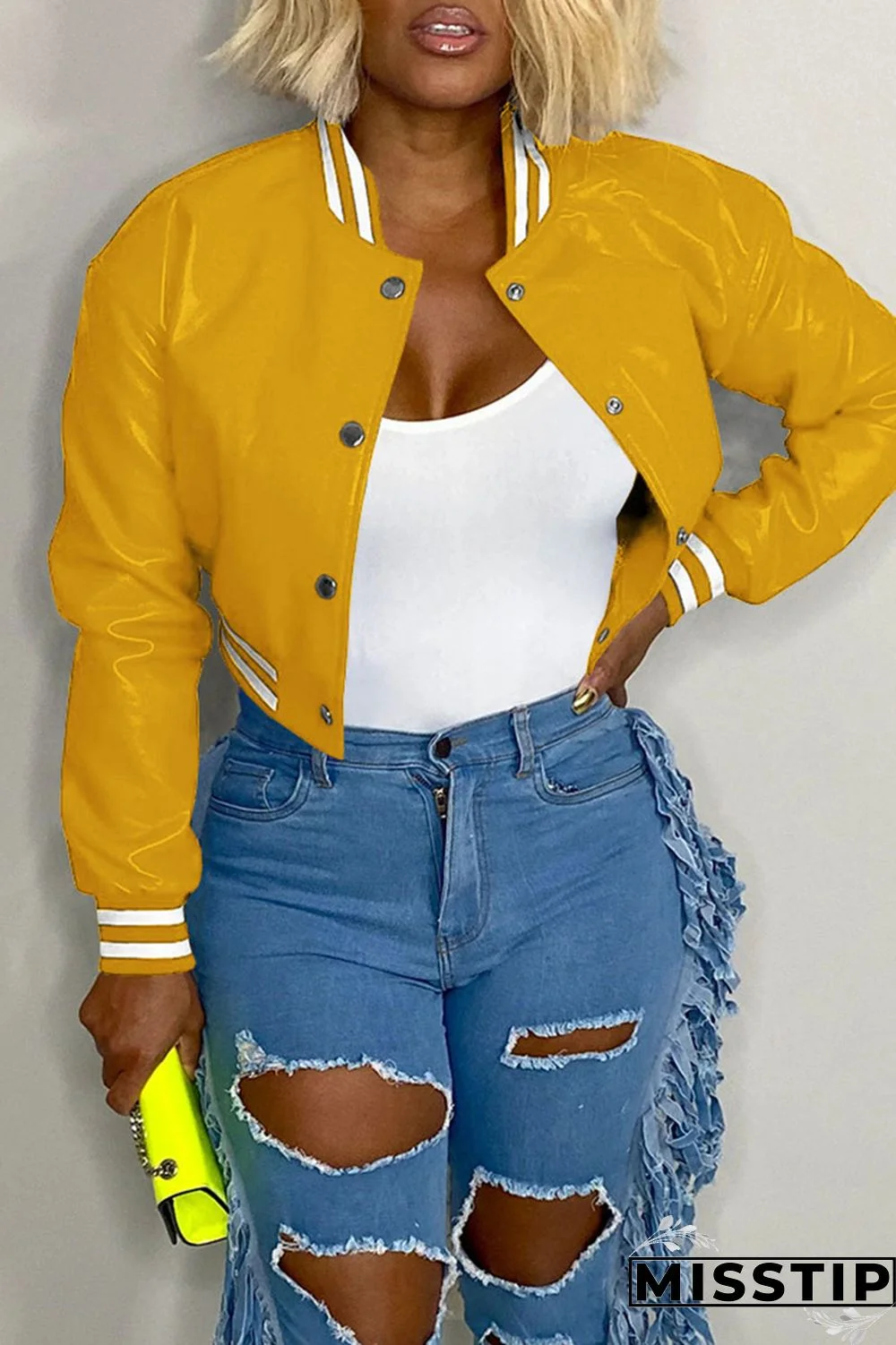 Black Casual Solid Patchwork Buckle Outerwear