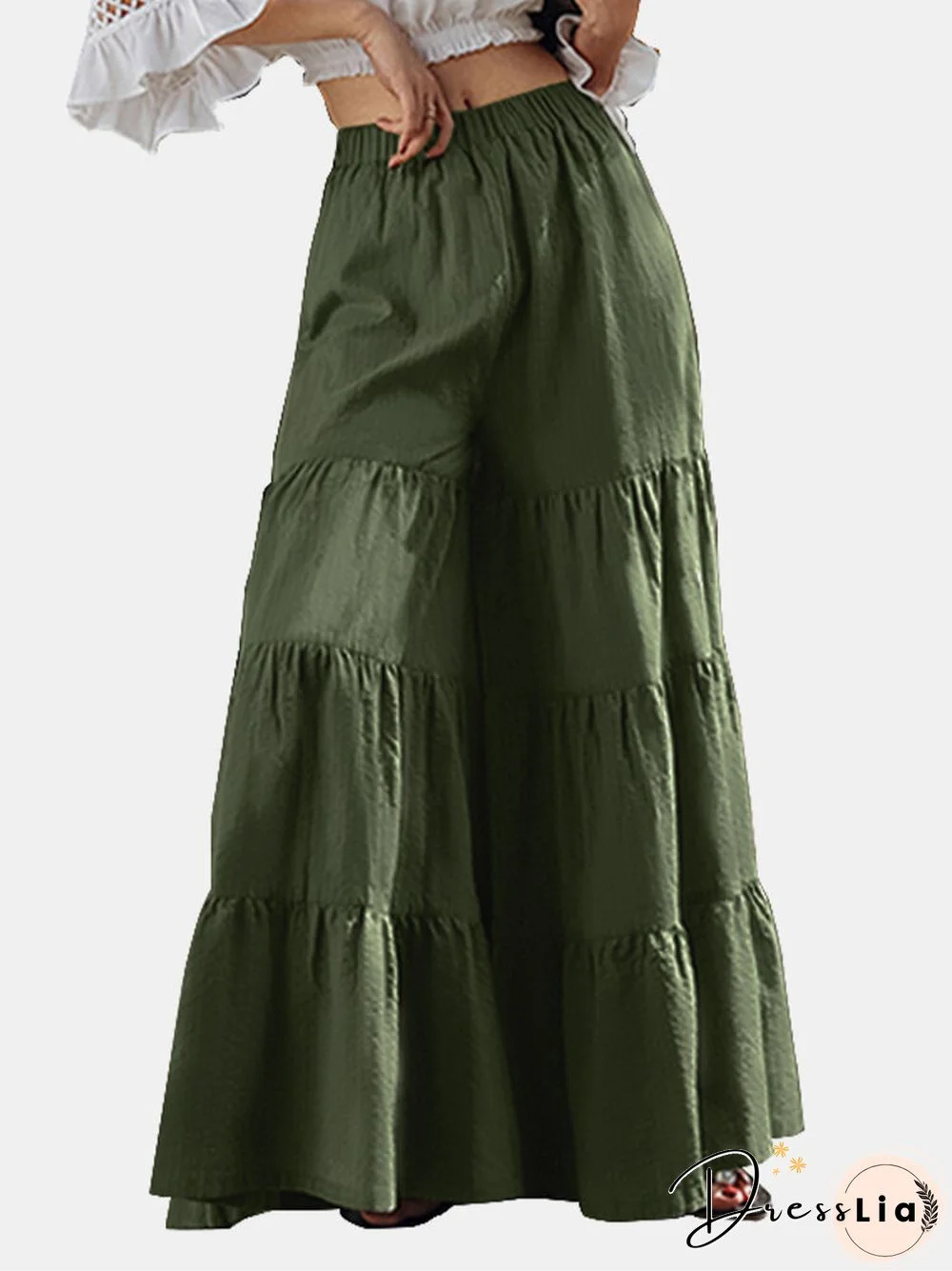 Solid Color High Waist Wide Leg Pants Bohemia Pant