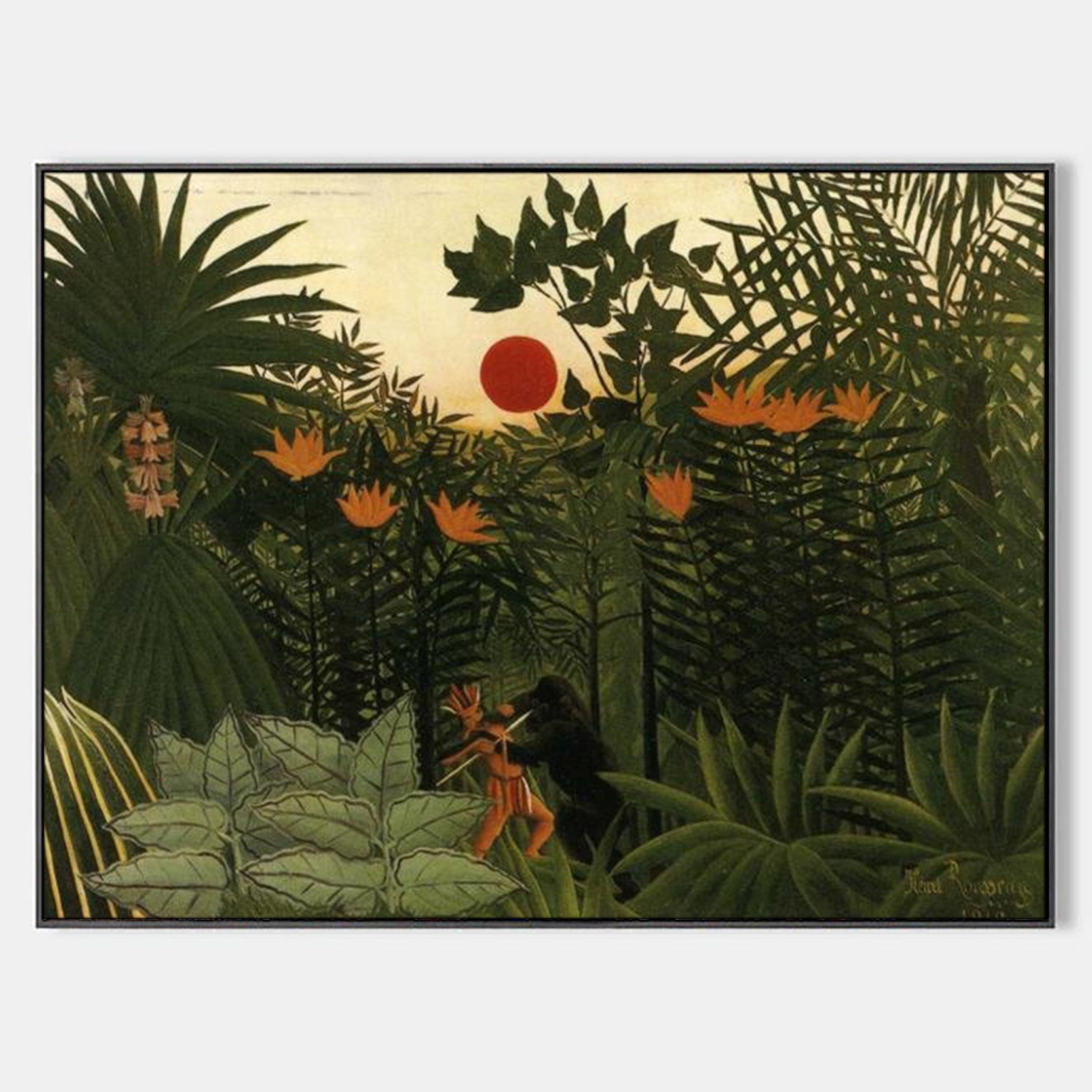 Arabelart Tropical Landscape-American Indian Struggling With a Gorilla AR1018