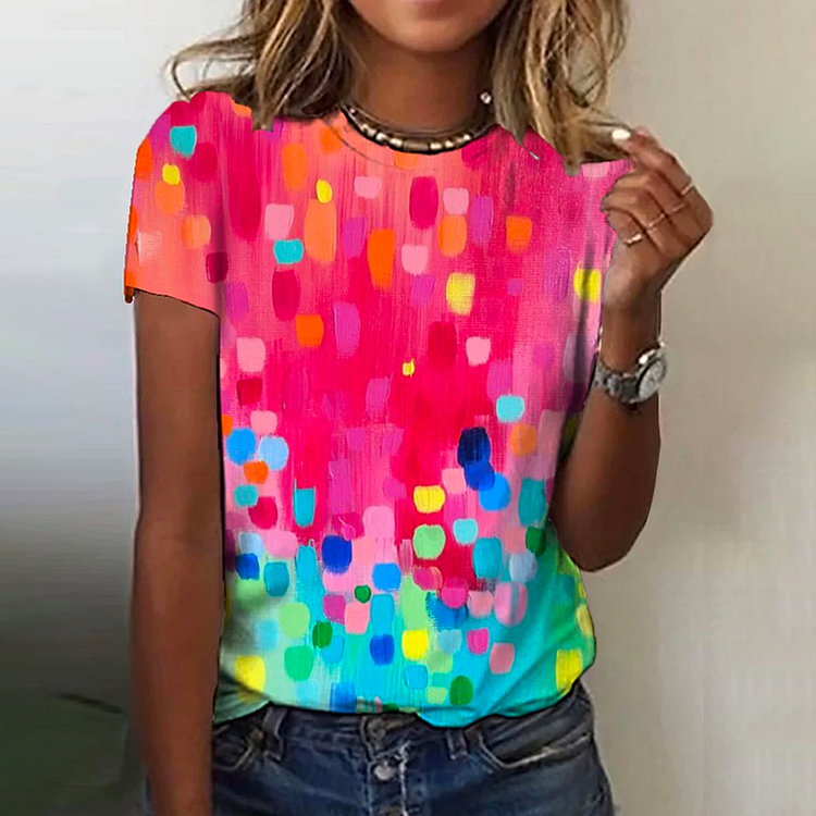 Abstract Gradient Print Short Sleeve T-Shirt