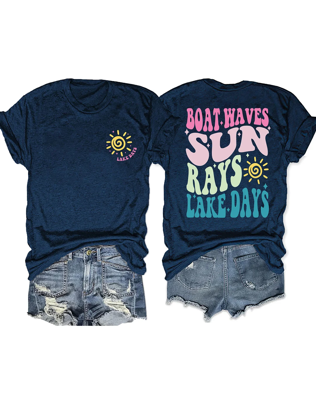Boat Waves Sun Rays Lake Days T-shirt