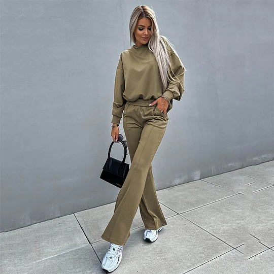 Ballifyex Fall Clothing Basics Sweatshirts Outwears Autumn Clothes Women Pullovers Ladies Outfit Long Sleeve Top Casual Pants 2 Pieces Set