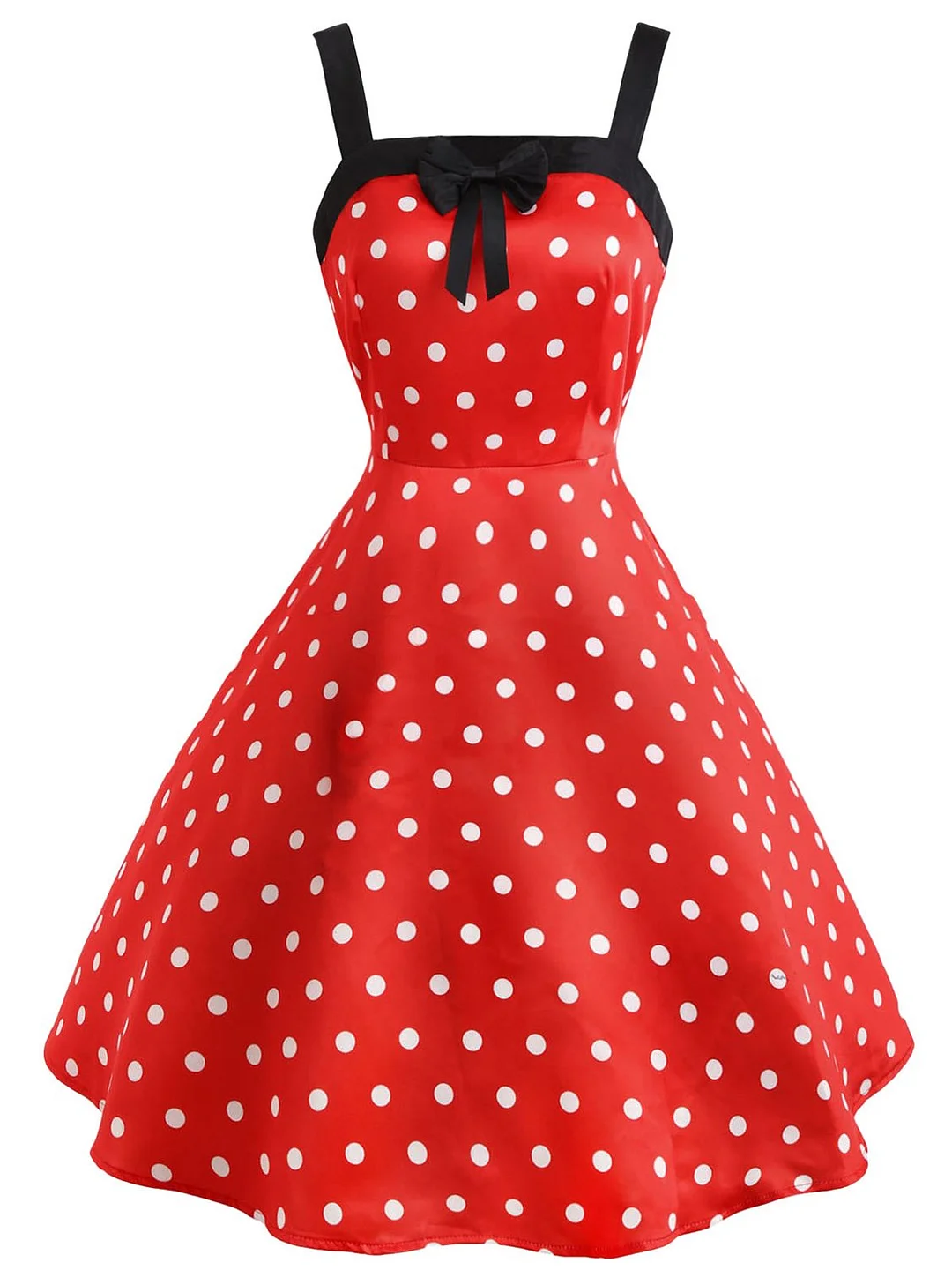 1950s Vintage Polka Dot Bow Decor Dress