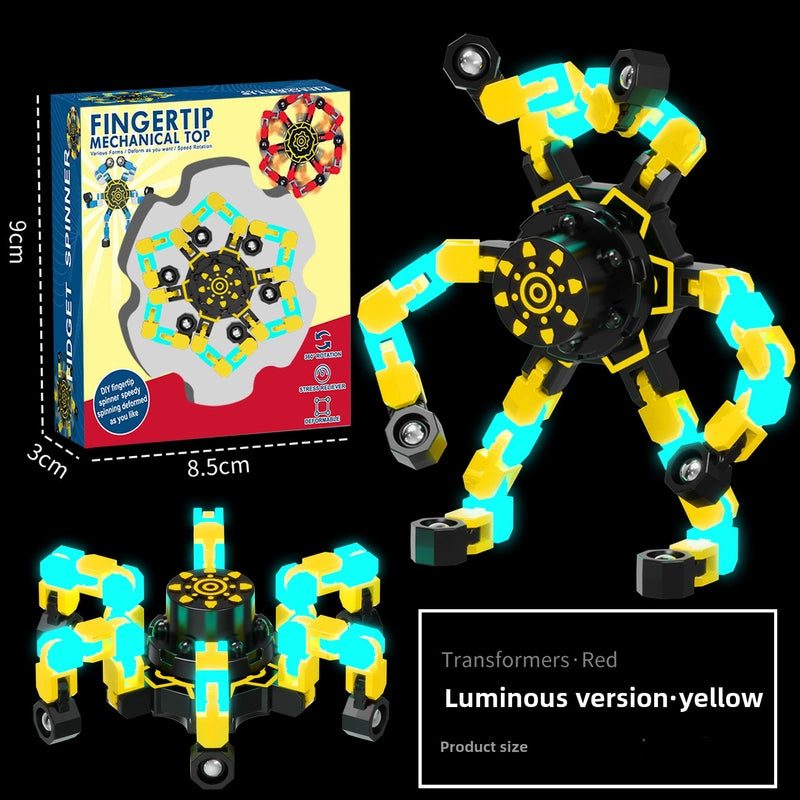Gyro Toy Children’s Boy’s Transformable Luminous Puzzle Mechanical Fingertip Finger Rotation Decompression Boy’s Toy