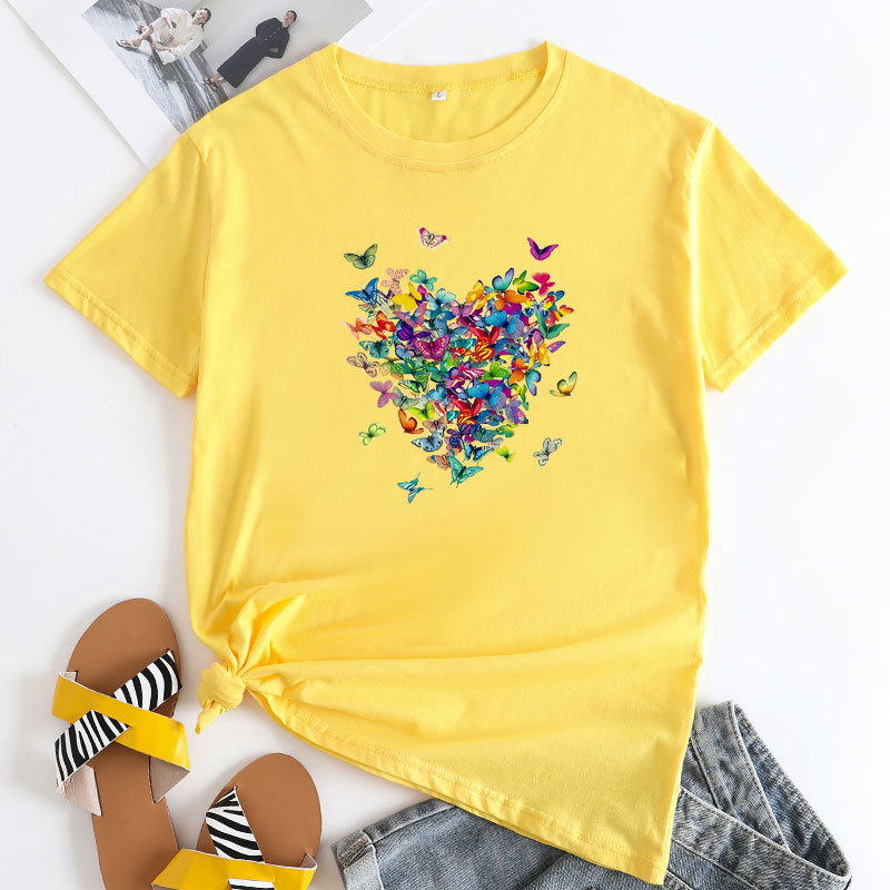 Butterflies Heart Women's Cotton T-Shirt | ARKGET