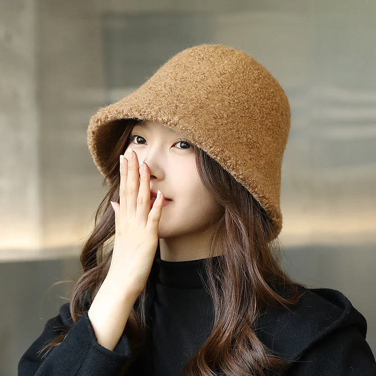 Women Winter Solid Korean Style Wool Hat