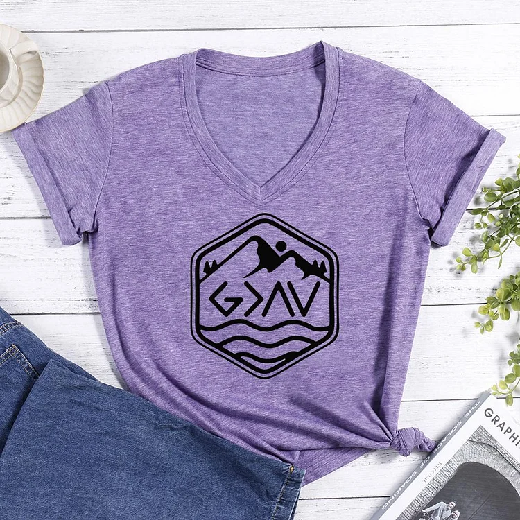 Mountain Inspirational V-neck T Shirt