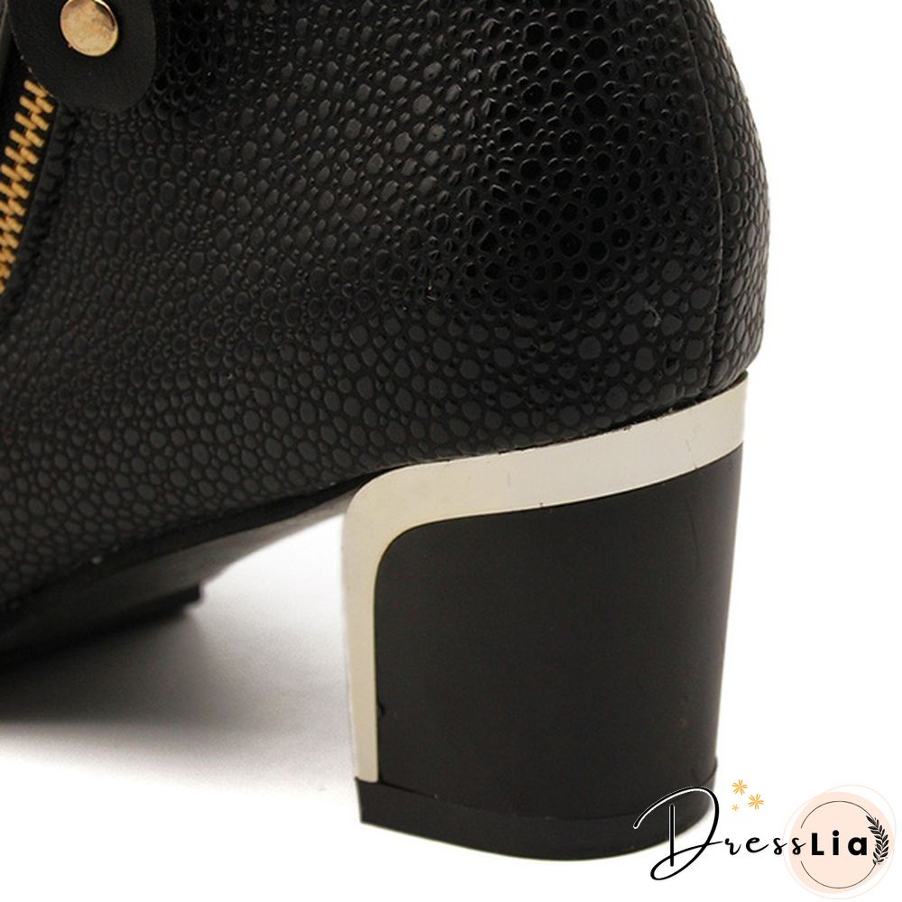 Autumn Winter Women  Martin Boots Female High Heel Thick with Side Zipper Large Size Ladies Boots