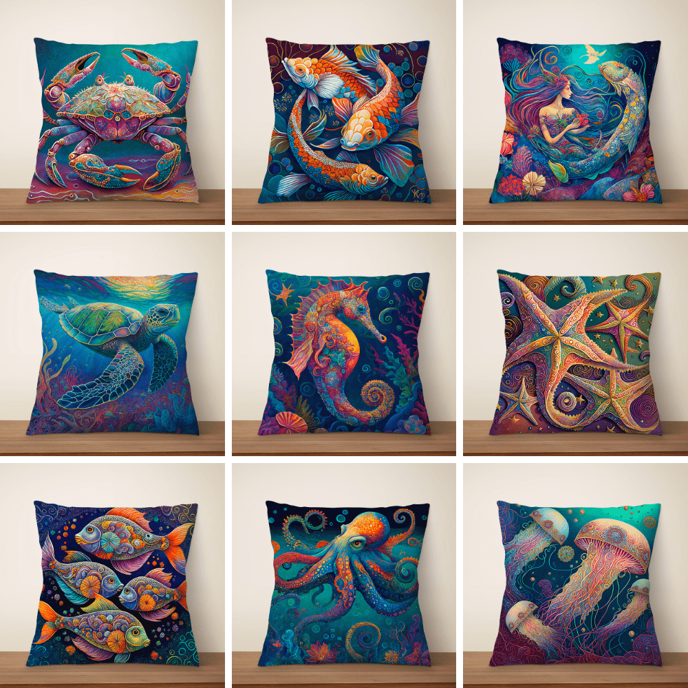 Colorful Sea Life Cushion Covers