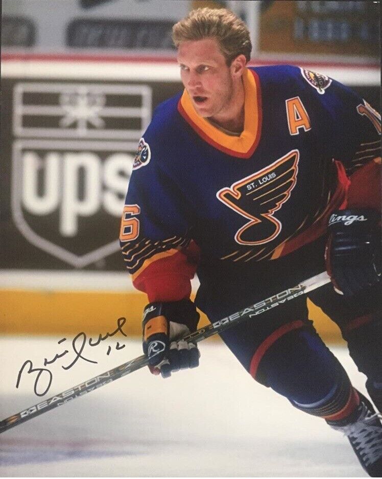 Brett Hull Signed St. Louis Blues 8x10 Photo Poster painting HOF