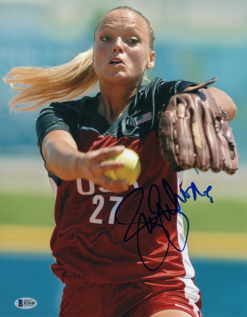 JENNIE FINCH SIGNED AUTOGRAPH 11x14 Photo Poster painting - LEGENDARY SOFTBALL OLYMPIAN BECKETT