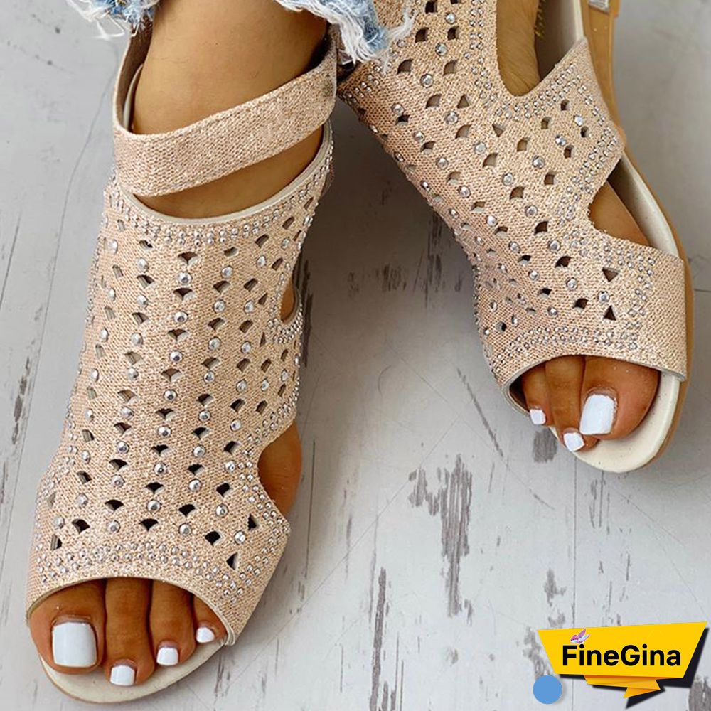 Women's Solid Color Casual Wedge Sandals