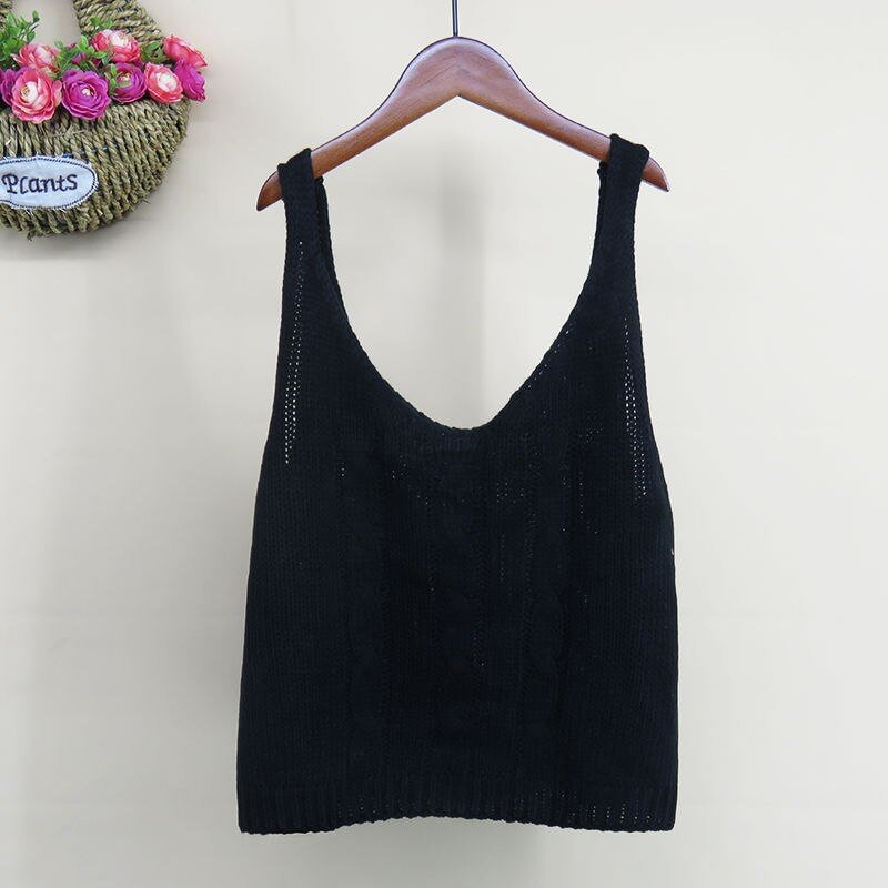 Knitted Sweater Vest Women Pullover Sleeveless Female Oversized Women's Vest With V Neck Ladies Top Solid Color Casual