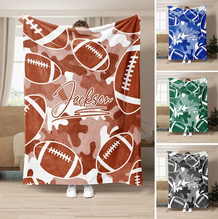 Personalized Football Blanket, Custom Soft Cozy Blankets | BKKid458