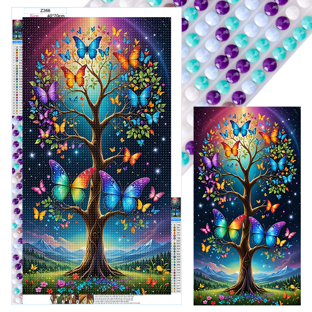 Butterfly Tree 40*70cm(canvas) full round drill diamond painting