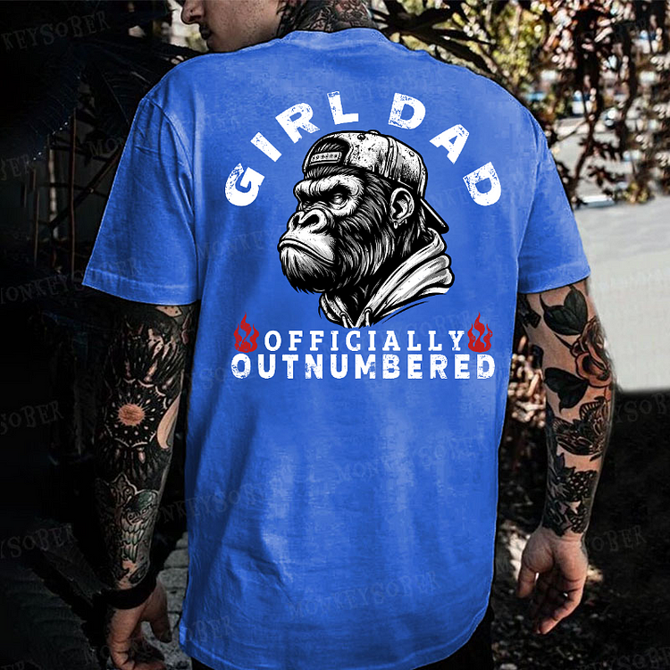 Girl Dad Officially  Outnumbered Monkey T-shirt