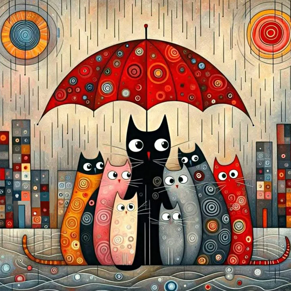 Cartoon Cat- Paint by Numbers -30*30cm/40*40cm