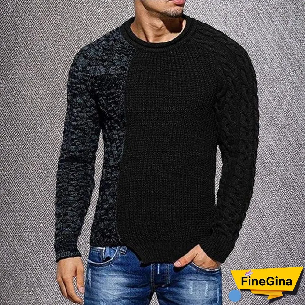 Autumn And Winter New Casual Men's Low Round Collar Sweater
