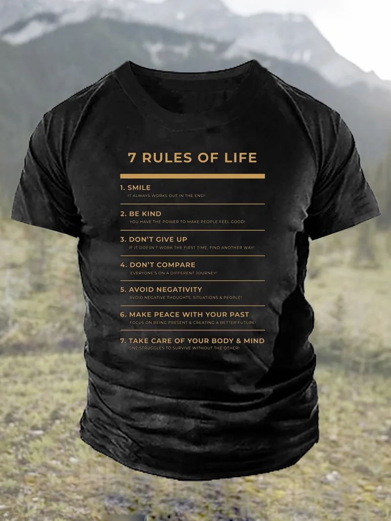 Life Rules Quote Slogan T-Shirt in  mildstyles