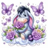 (Stamped/Counted) Eeyore Holding Flowers-11CT Cross Stitch 50*50cm